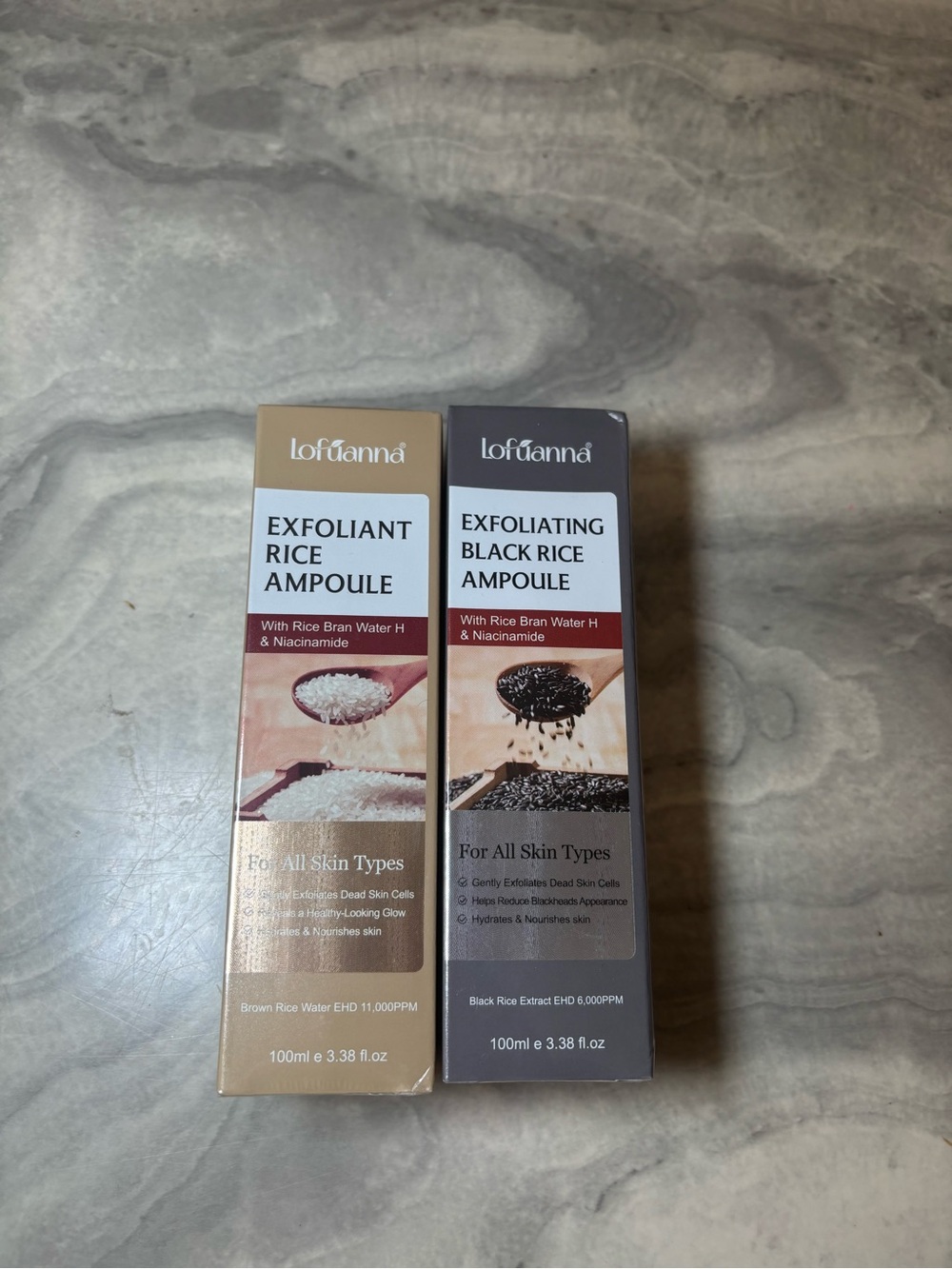 Exfoliating Rice & Black Rice Ampoule Duo - White & Black